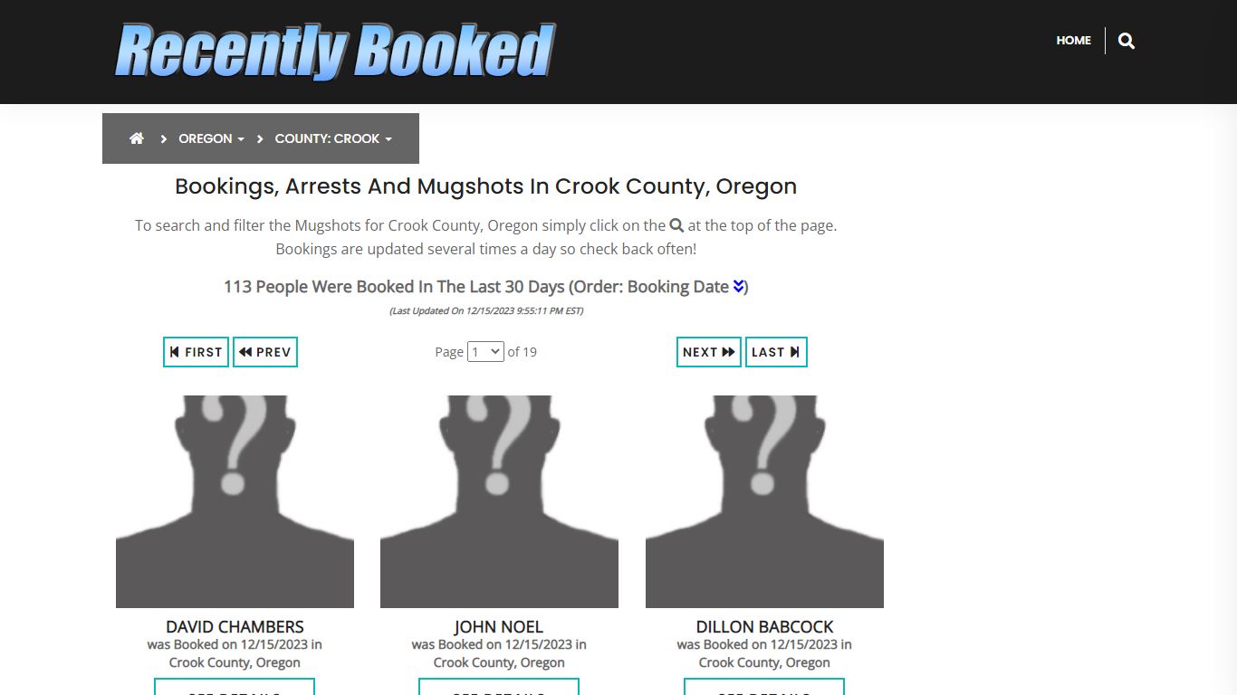 Recent bookings, Arrests, Mugshots in Crook County, Oregon